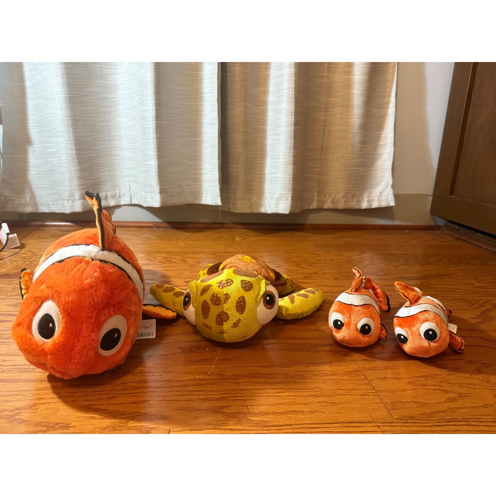 Disney's Finding Nemo Stuffed Plush Lot of Four - 3 Nemo & 1 Crush - NWT & EUC